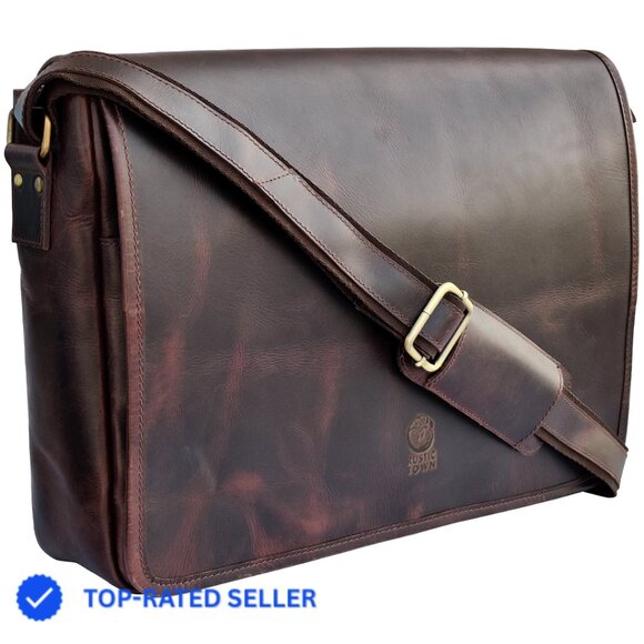Vintage Full Grain Leather Messenger Bag 16